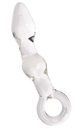 Стеклянная анальная втулка с ручкой-кольцом Sexus 912189 (14 см)