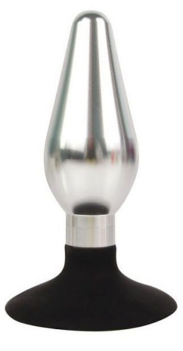 Серебристо-чёрная конусовидная анальная пробка Bior toys IL-28003-SLV (10 см)