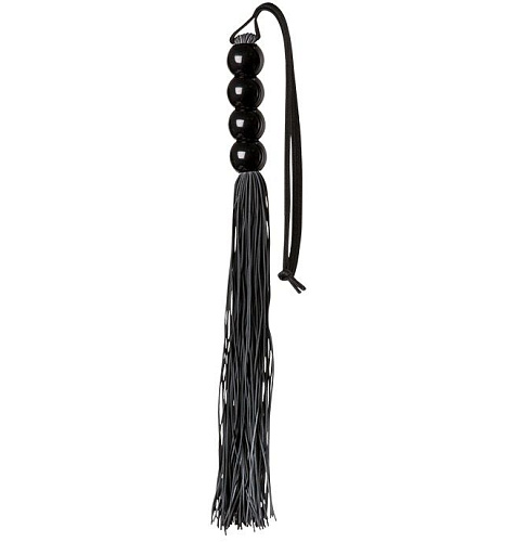 Чёрная мини-плеть из силикона с акриловой рукоятью Blush Novelties SILICONE FLOGGER WHIP 520083 (35 см)