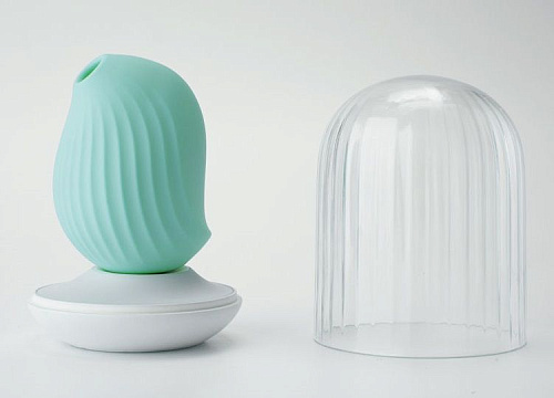 Мятный вакуум-волновой стимулятор с вибрацией и базой-ночником Cuddly Bird CB-GR