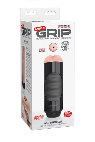 Мастурбатор-анус чёрного цвета Pipedream Extreme Toyz Mega Grip Vibrating Stroker Mouth RD293