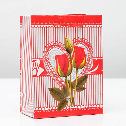 Красный подарочный пакет Сима-Ленд «От всего сердца» 3821299 (15×12×5 см)