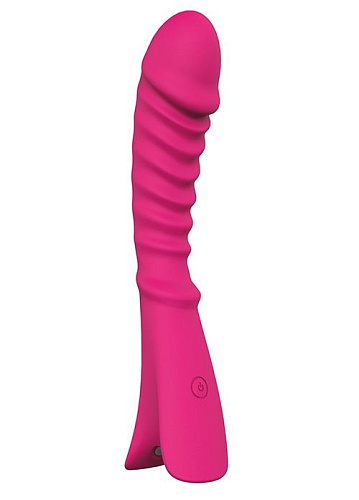 Розовый перезаряжаемый вибратор с ребрышками Dream Toys NAUGHTY BARONESS 21375 (12,5 см)