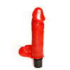 Красный гелевый вибратор-реалистик с мошонкой Сумерки богов 322-02 BX DD (15 см)