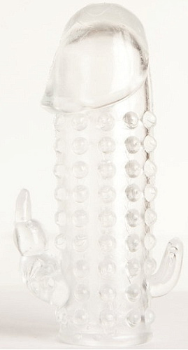 Гелевая прозрачная насадка с 2 отростками ToyFa 818018-1 (13 см)