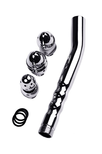 Металлический анальный душ с тремя насадками ToyFa 717128