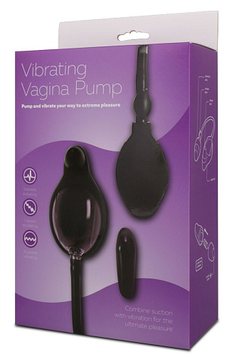 Чёрная вибропомпа для вагины с 7 режимами вибрации Seven Creations VIBRATING VAGINA PUMP B0031B1SPG