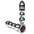 Серебристая анальная пробка-ёлочка с фиолетовым кристаллом Vandersex 159-MAT3 (13 см)