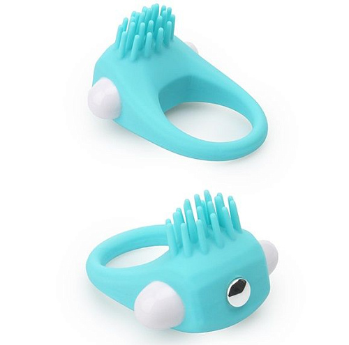 Нежно-голубое эрекционное кольцо с щеточкой Dream Toys LIT-UP SILICONE STIMU RING 5 21235