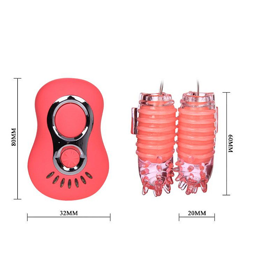 Розовые насадки на палец с минивибраторами Baile BI-035013-0101