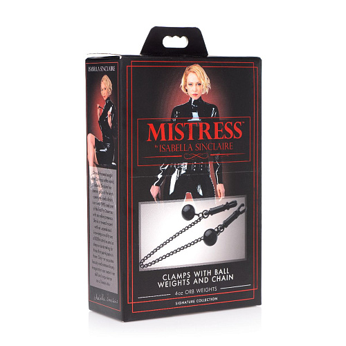 Зажимы для сосков с утяжелителями и цепочкой XR Brands Clamps with Ball Weights and Chain IS120