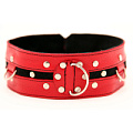 Красный ошейник с клёпками и чёрной полосой БДСМ арсенал 55002