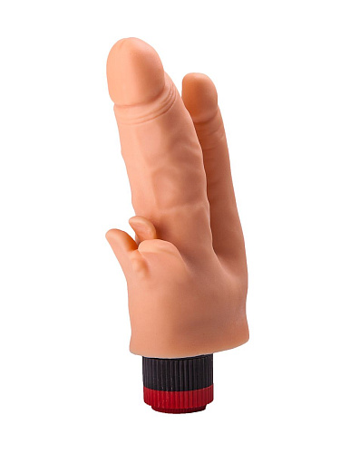 Двойной анально-вагинальный гелевый вибратор телесного цвета LOVETOY (А-Полимер) 114900 (17 см)