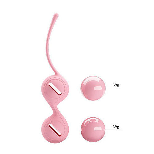 Нежно-розовые вагинальные шарики на сцепке Baile Kegel Tighten UP I BI-014490