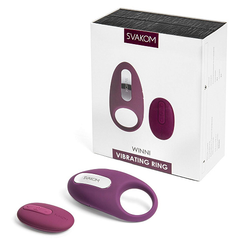 Фиолетовое эрекционное кольцо с вибрацией и пультом ДУ Svakom Winni Violet SRING-02 W