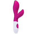 Ярко-розовый вибратор с клиторальным стимулятором A-toys Lilu 765004 (20 см)