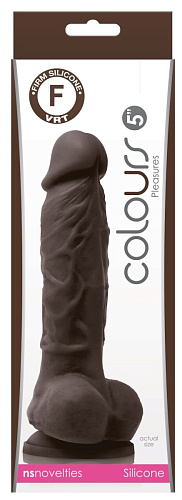 Коричневый силиконовый фаллоимитатор с мошонкой NS Novelties Pleasures 5 Dildo NSN-0405-19 (18 см)