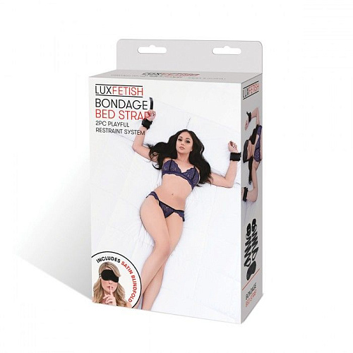 Чёрные манжеты для фиксации на кровати Bondage Bed Strap Lux Fetish LF1801