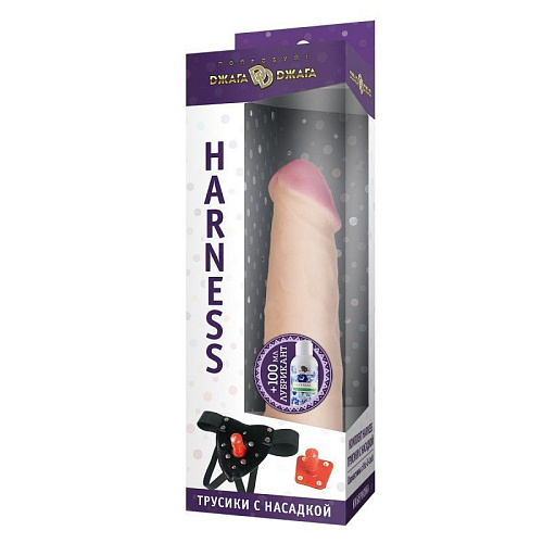 Поясной реалистичный фаллоимитатор телесного цвета с чёрными трусиками Сумерки богов №62 3903-62 BX DD (15 см)