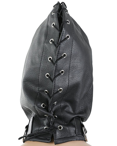 Чёрная маска на голову с молнией Пикантные штучки DP010