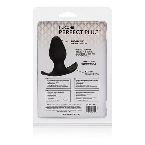 Чёрная анальная пробка из силикона California Exotic Novelties SILICONE PERFECT PLUG SE-0415-00-2
