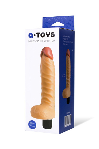 Вибратор-реалистик с мошонкой телесного цвета A-toys 863004 (20 см)