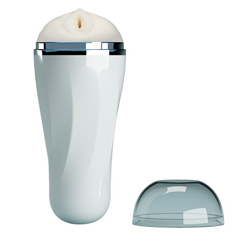 Мастурбатор-вагина белого цвета в колбе с крышечкой Baile BM-00900T52N