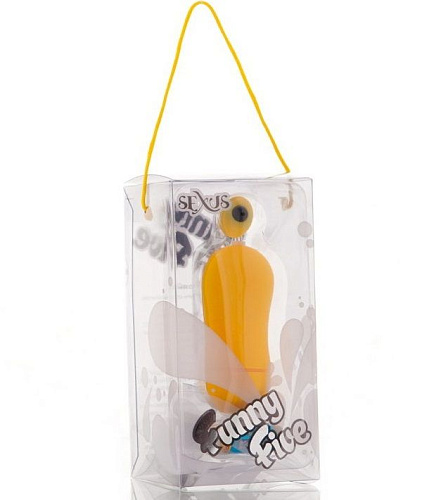 Жёлтое виброяйцо с выносным пультом-кнопкой Sexus Funny Five 931005-8 (6,5 см)