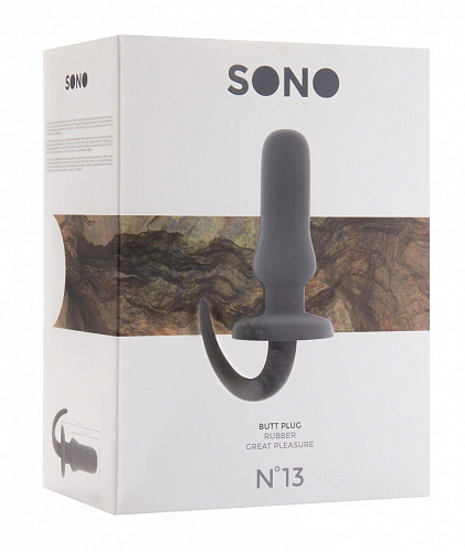 Серая анальная пробка с хвостом Shots Media BV SONO №13 SON013GRY