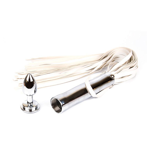 Белая плетка с прозрачным кристаллом на рукояти Bior toys Notabu NTB-80482 (58 см)