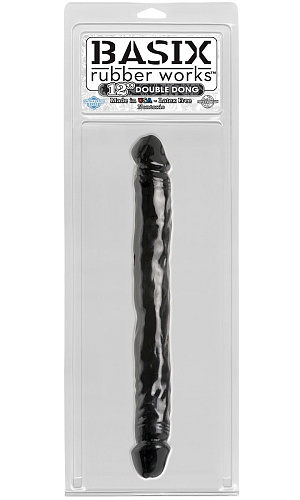 Двусторонний чёрный фаллоимитатор Pipedream 12 Double Dong PD4305-23 (33,7 см)