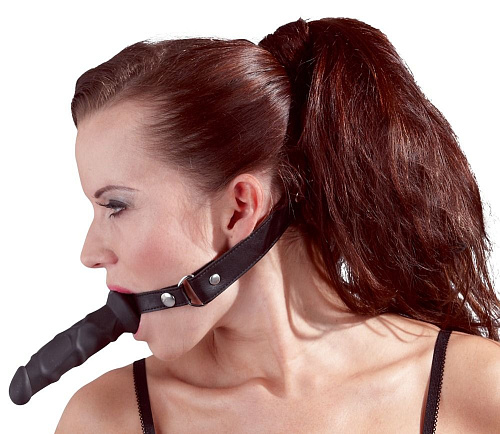 Чёрный кляп с наружным фаллоимитатором Orion Knebel mit Dildo 24909191001