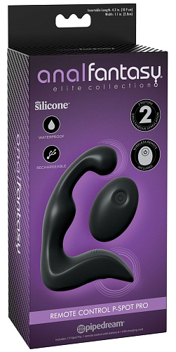 Чёрный вибромассажёр простаты с пультом ДУ Pipedream Control P-Spot Pro PD4771-23