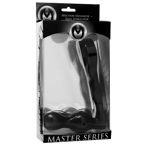 Чёрный анальный стимулятор с кольцом для пениса XR Brands Spire AD475