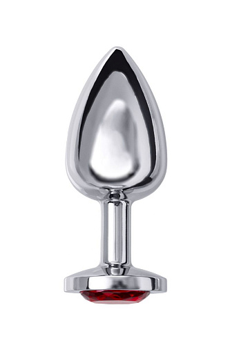 Большая серебристая анальная втулка с красным кристаллом ToyFa 712008 (8,5 см)