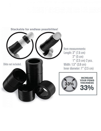 Набор чёрных насадок на пенис Pipedream GIRTH GAINER SYSTEM  PD4123-23
