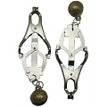 Серебристые зажимы для сосков со звенящими шариками Eroticon P3236M