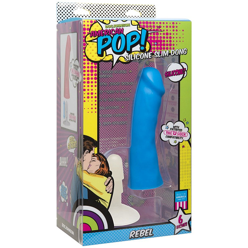 Голубой фаллоимитатор Doc Johnson American POP! Rebel 6 Slim Dong 0501-10-BX (16,5 см)