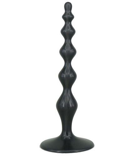 Чёрная анальная цепочка на широком основании Seven Creations 18-48BLK (19,8 см)