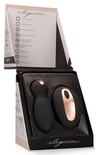 Чёрные вагинальные шарики с пультом ДУ Shots Media BV Purity ELE017BLK