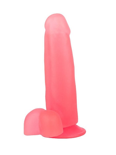 Нежно-розовый фаллоимитатор с мошонкой на присоске LOVETOY (А-Полимер) 212000 (16,5 см)