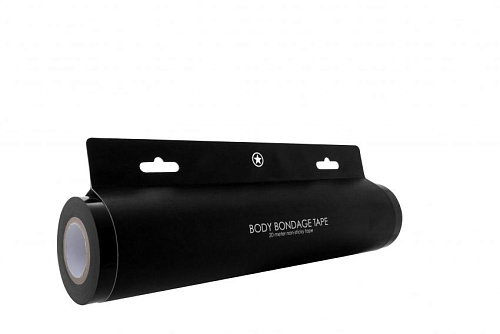 Чёрная широкая лента для тела Body Bondage Tape - 20 м. Shots Media BV OUBT004BLK