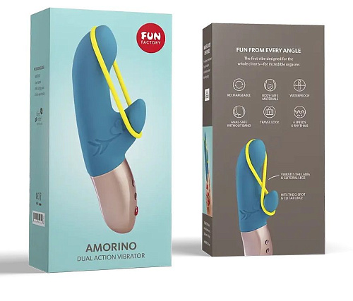 Бирюзовый мини-вибратор с силиконовой петлёй Fun Factory Amorino 1641874 (17,7 см)