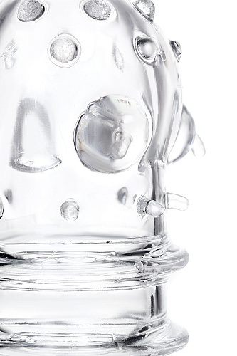 Прозрачная насадка на пенис с ребрами и точками A-toys TOYFA 768013 (15,3 см)