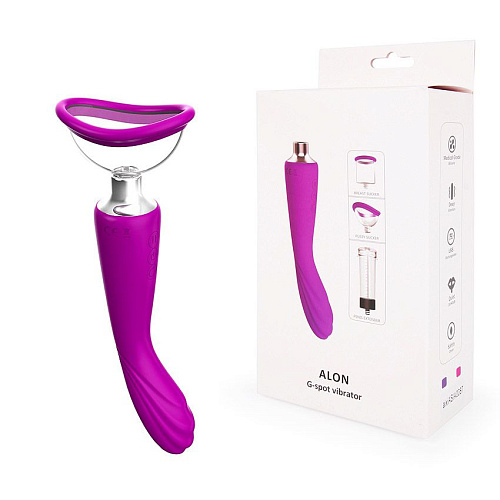 Фиолетовый вибратор с вакуумной чашей aixiASIA Alon 0087 (22 см)