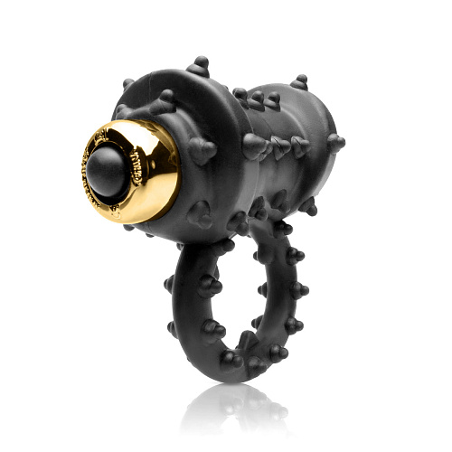 Чёрное эрекционное кольцо с вибрацией и шипиками Pipedream PD3992-23