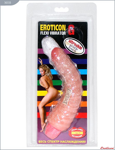 Гнущийся вибратор со спиралевидным рельефом телесного цвета Eroticon 30333 (19,8 см)