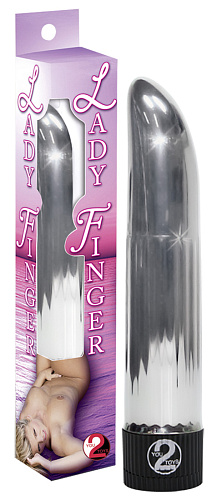 Серебристый вибратор со скошенным кончиком Orion Ladyfinger 0560600 (13 см)