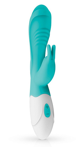 Зелёный вибратор с клиторальным зайчиком EDC Wholesale Leda GVO003 (20 см)