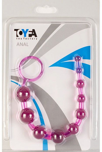 Фиолетовая анальная цепочка с кольцом ToyFa 881302-4 (25 см)